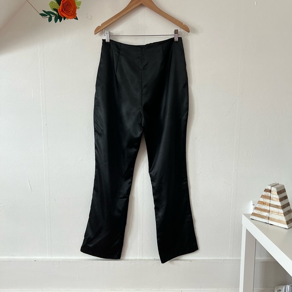 EUC VTG 90s sz 8 Black Satin Pants high waisted polyester bootcut - Picture 5 of 11
